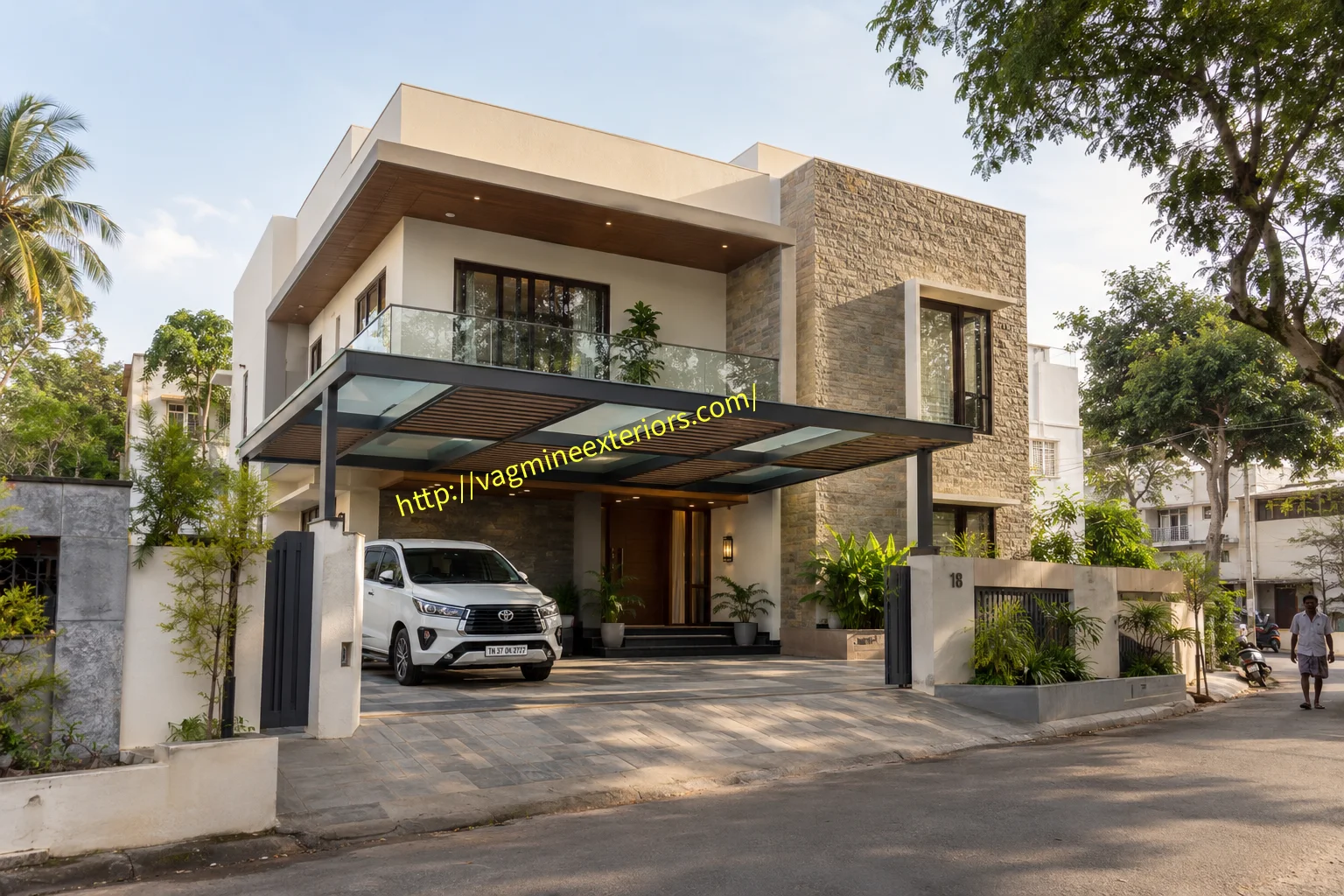 Glass Canopy with Aluminium Louvers
